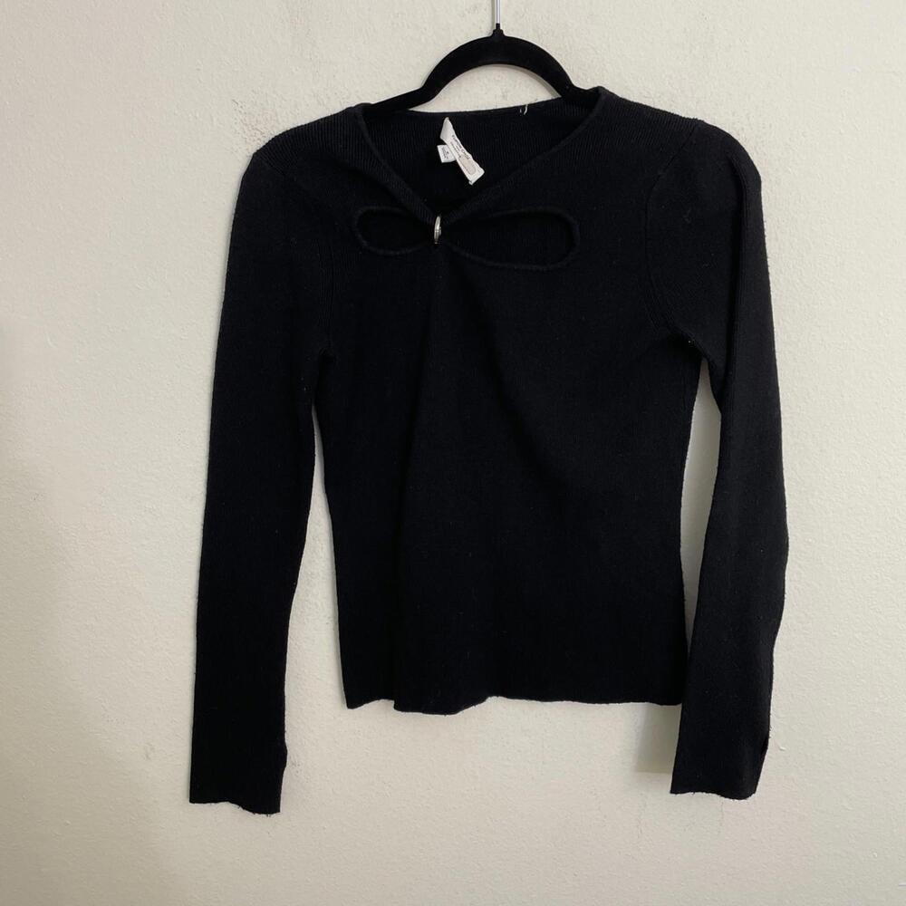 Eudon Choi Collective Black Sweater Top Front Key Hole Size S
